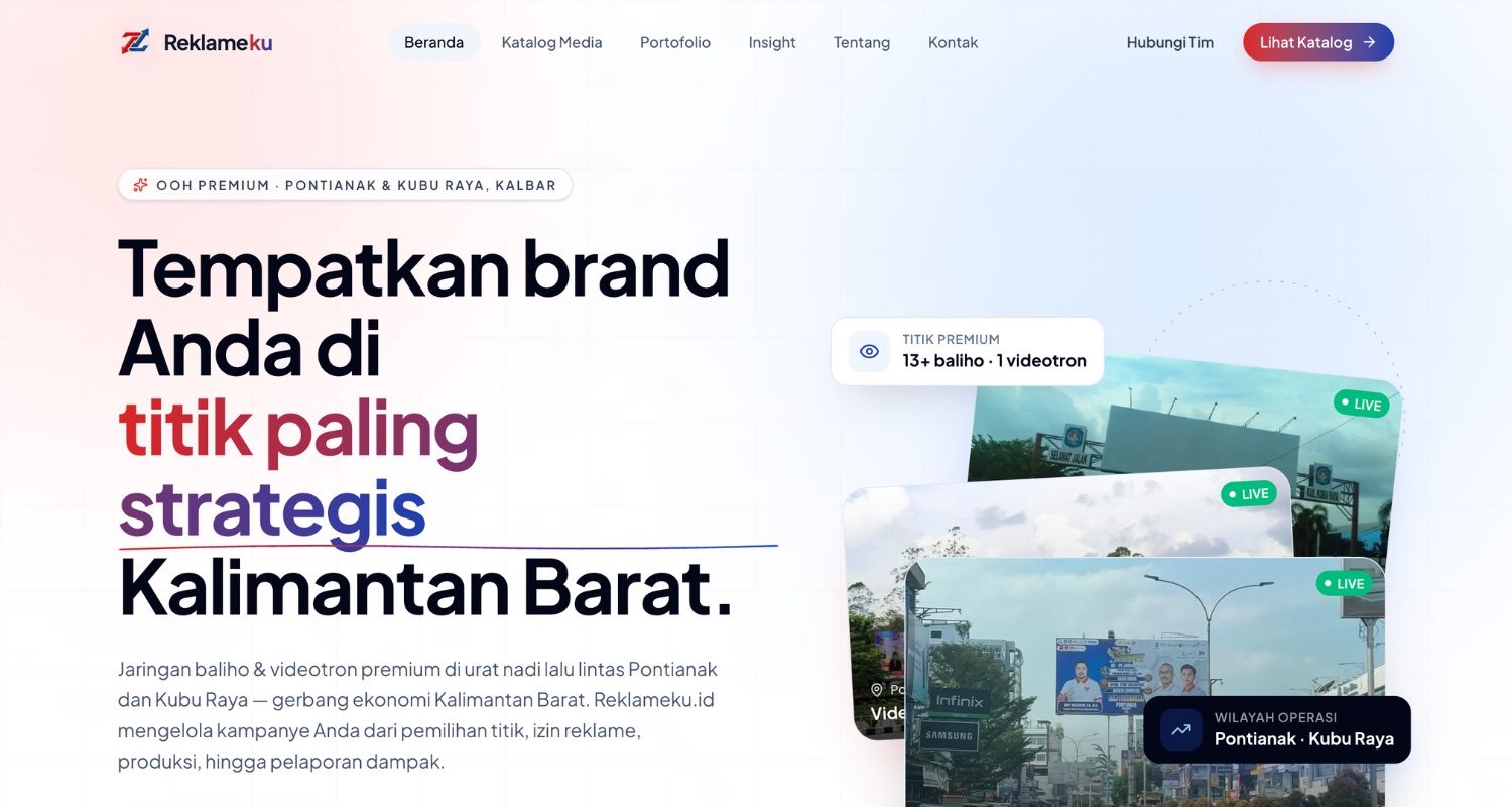 Tampilan halaman utama website Reklameku