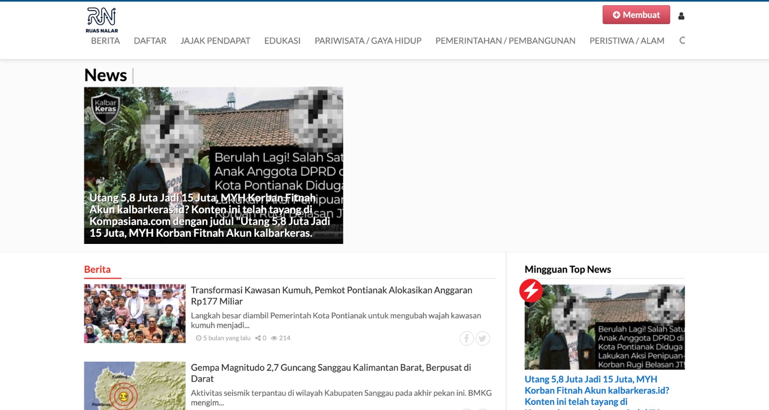 Tampilan halaman utama website Ruas Nalar
