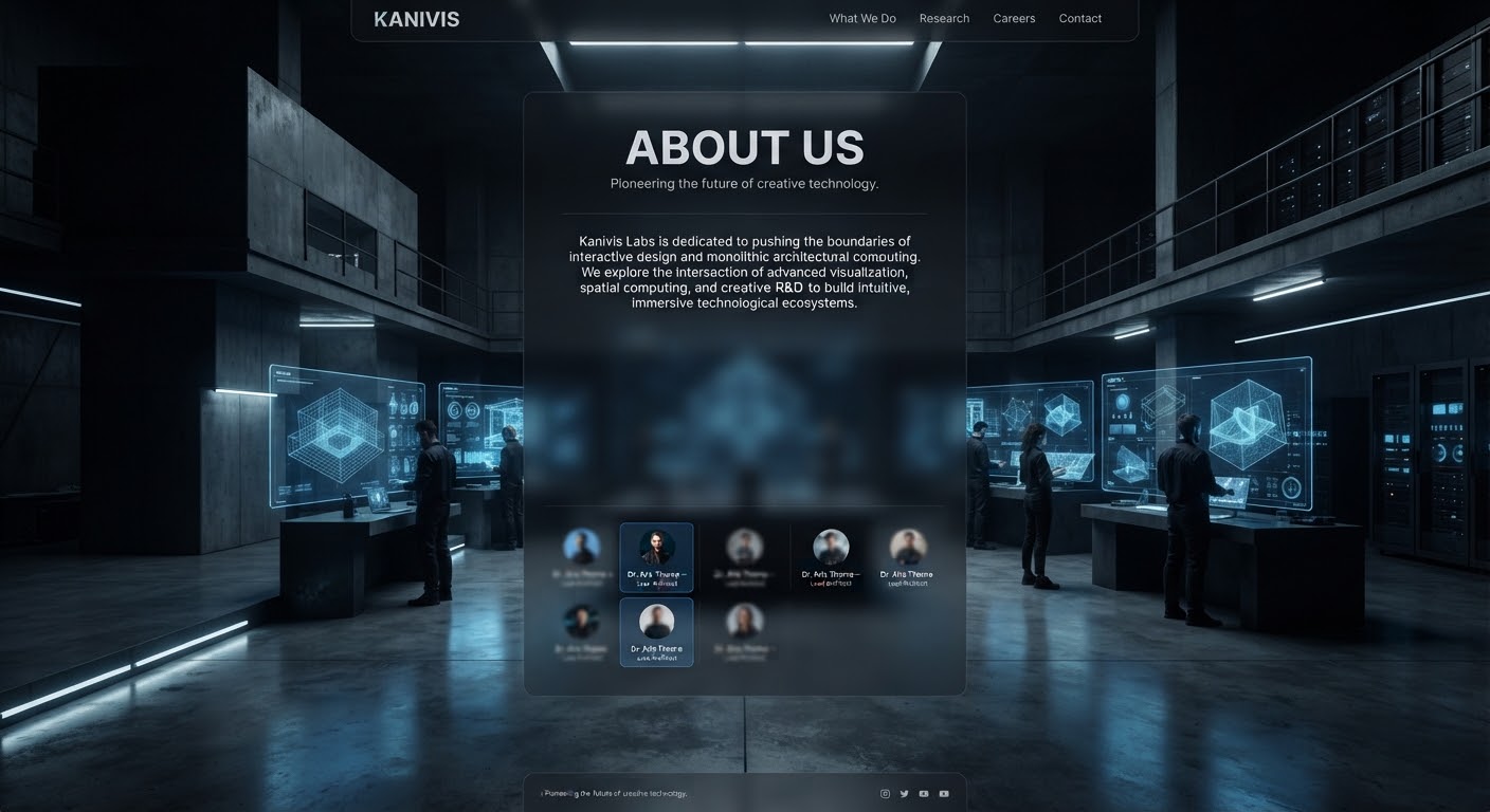 Laboratorium teknologi-kreatif dengan layar holografik wireframe biru